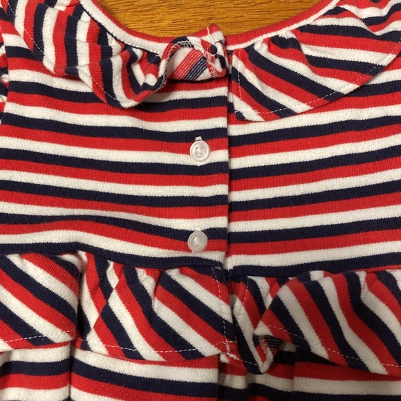 Janie And Jack Baby Girls Sz 6-12 Month Red White Blue Striped Knit Ruffle Dress - Picture 5 of 8